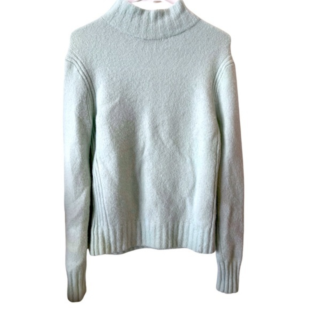 J. Crew Supersoft Alpaca Merino Wool Baby Blue Yarn Mockneck Sweater Top Size S
